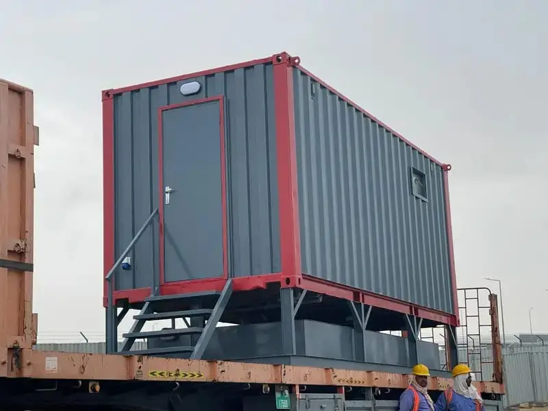 Portable container toilet unit